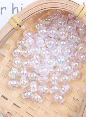 白色穿孔透明AB仿珍珠多尺寸可选DIY手工串珠材料项链手链饰品