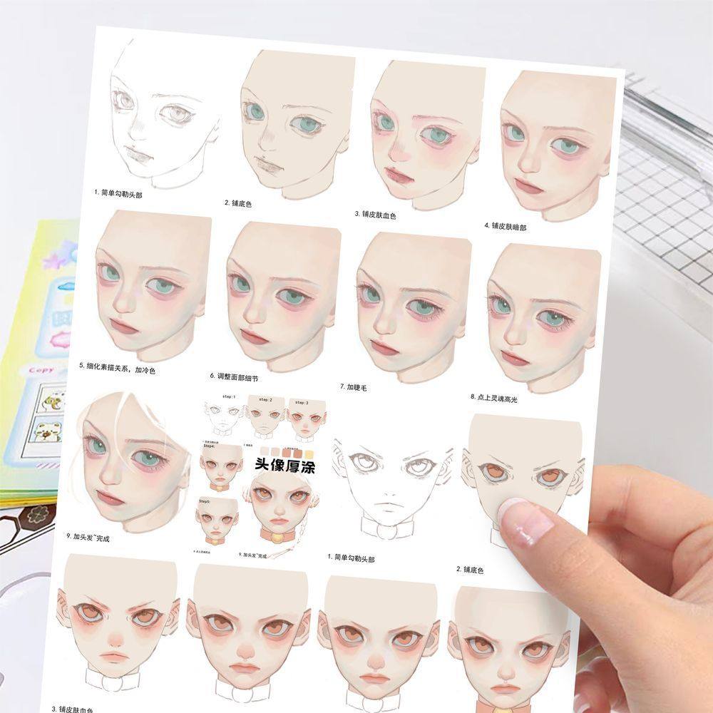 188张 头像厚涂教程绘画板绘学习diy手账水杯笔记本装饰防水贴画,淘宝优惠券,粉丝福利购,淘宝优惠卷