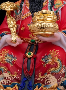 财神爷佛像招财聚宝比干九龙财神汉白玉新品店铺办公开业客厅摆件