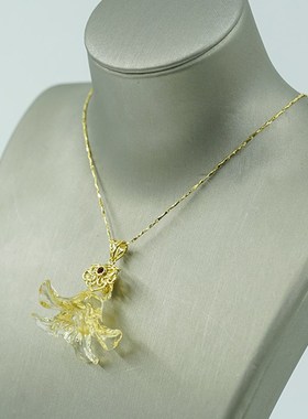 琉璃萱草花吊坠项炼轻奢小众设计感锁骨炼送女友七夕情人节礼物