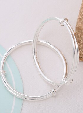 宝宝儿童手镯99l9纯银公主婴儿满月银饰小孩男女新生儿一对单只