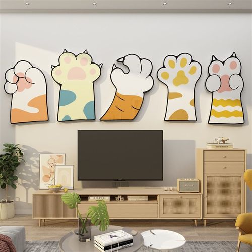 网红电视机背景装饰品挂件墙面装饰2024新款客厅沙发壁画布置贴纸 - 图1