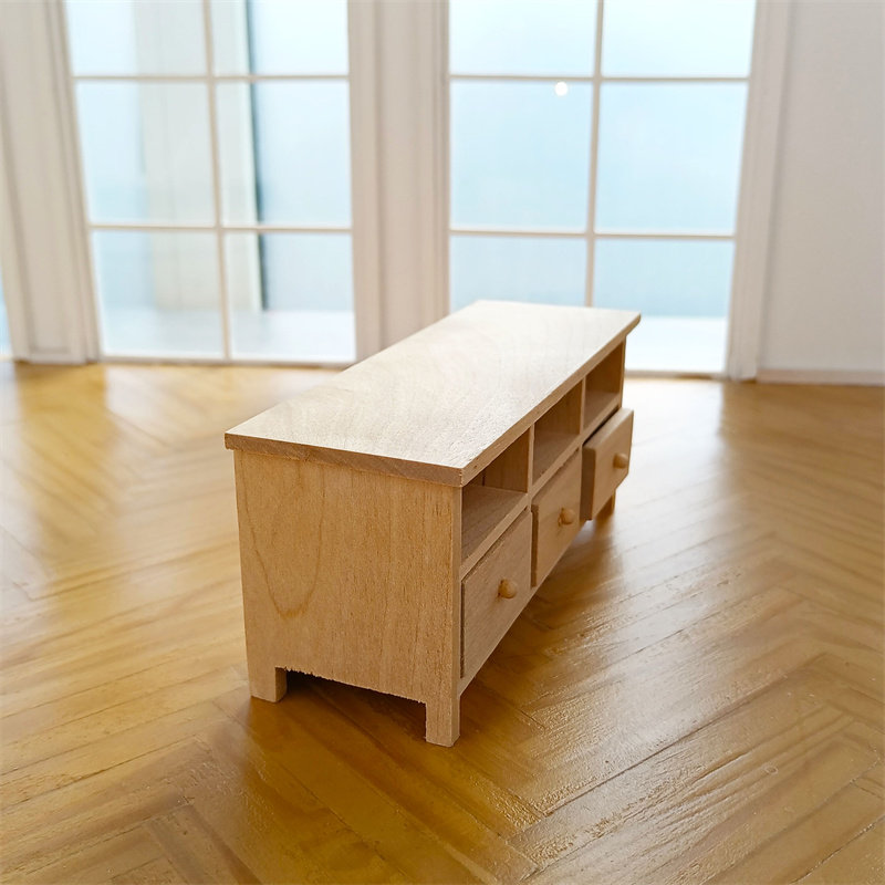 12分娃娃屋迷你家具木制抽屉电视柜储物柜摆件素坯DIY上色,淘宝优惠券,粉丝福利购,淘宝优惠卷