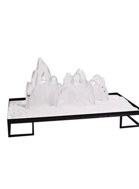 新中式样板房透明假山p摆件酒店家居客厅软装饰品玄关景观禅意摆