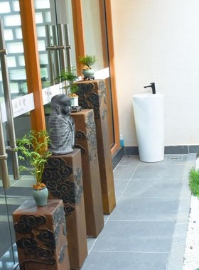 石柱摆件中式祥云柱仿石r柱盆景架庭院花架摆件展示柱装饰拴马柱