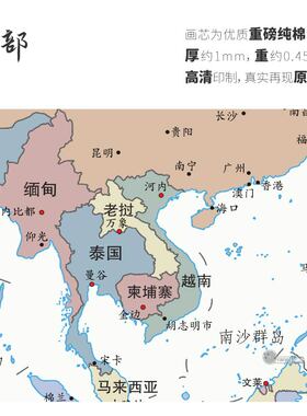 世界地图中文e附国旗简洁淡雅字字清晰家庭办公室装饰画油画布画