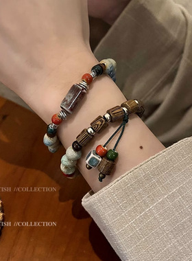 新中式复古串珠手链女 ins小众设计清冷感民族风手串学生闺蜜