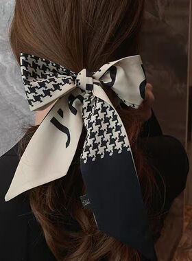 字母老花不死知更鸟丝巾千鸟格塔罗牌仿真丝绑包包手柄小丝带长条