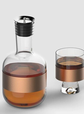 现代玻璃皮革冷水壶水具水杯高质感创意摆件家居桌面酒店客厅家居
