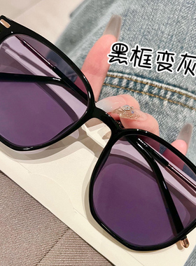 茶色墨镜女2023新款级感可配带近视度数防蓝光感光变色太阳眼镜