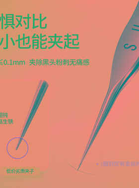 苏德S8高端细胞夹黑头超细镊子粉刺针美容院专用挑挤痘痘神器工具