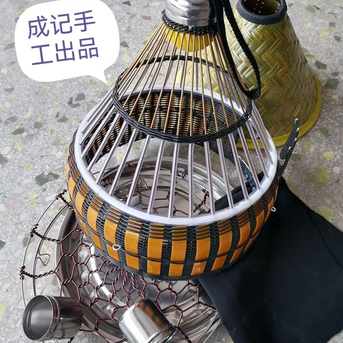 竹鸡鸪笼28CM宽成记手工鹧鸪竹鸡养殖笼鸟笼咕咕鸡笼嘎嘎鸡专用 - 图0