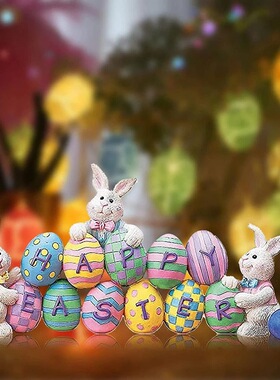 跨境复活节兔子彩蛋摆件 easter复活节主题家居装饰树脂摆件
