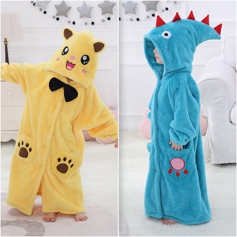 儿童睡袍男女童冬季加厚长款法兰绒睡衣宝宝浴衣珊瑚绒浴袍家居服,淘宝优惠券,粉丝福利购,淘宝优惠卷