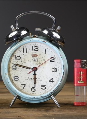 民俗收藏文化复古怀旧老物件座钟摆件马头钟表挂钟小闹钟影视道具