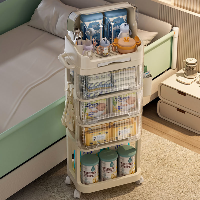 婴儿用品置物架移动小推车放宝宝奶瓶餐具沥水防尘收纳盒收纳箱柜,淘宝优惠券,粉丝福利购,淘宝优惠卷