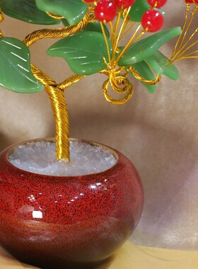 水晶玉髓摇钱树家居客厅创意装饰酒柜玄关桌面闺蜜生日伴手礼摆件