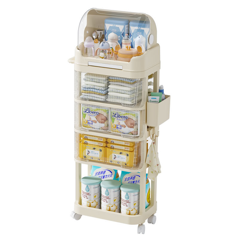 婴儿用品置物架移动小推车放宝宝奶瓶餐具沥水防尘收纳盒收纳箱柜,淘宝优惠券,粉丝福利购,淘宝优惠卷