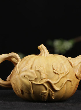 乐清黄杨木雕南瓜壶手把件把玩摆件茶宠饰品雕刻工艺文玩礼品植物