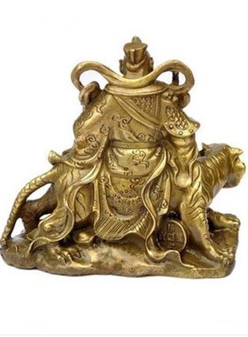 武财神赵公明神像纯铜财神爷佛像摆件工艺品开运招财客厅家居饰品