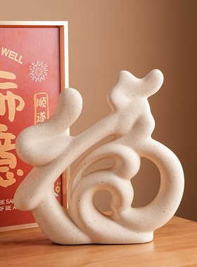 家居装饰品高档玄关新中式洪福气临门客厅酒柜电视柜乔迁礼品摆件