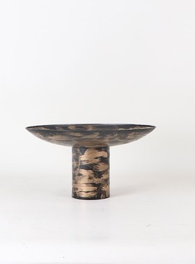 新中式简约手工彩绘铁艺托盘样版房酒店客厅茶几装饰摆件家居饰品