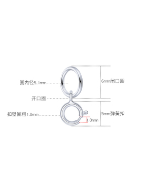 洮俪925纯银闭口圈弹簧扣