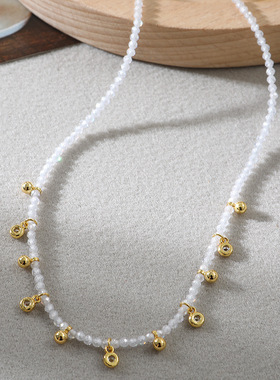 多款个性小众锆石串珠项链高级感百搭早秋清凉水晶气质款颈链女
