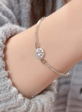 星点手链S925银小太阳圆钻手链高级感轻奢超闪满钻锆石手镯法式