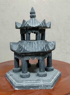 青石亭子假山石亭六八角亭庭院定制景观小石桥精品石头凉亭子