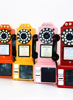 复古老式电话机电话亭创意欧式风格店铺橱窗酒吧软装墙面挂件
