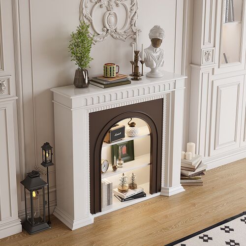 法式奶油风全实木壁炉装饰柜美式复古客厅壁炉边柜入户壁炉玄关柜 - 图2