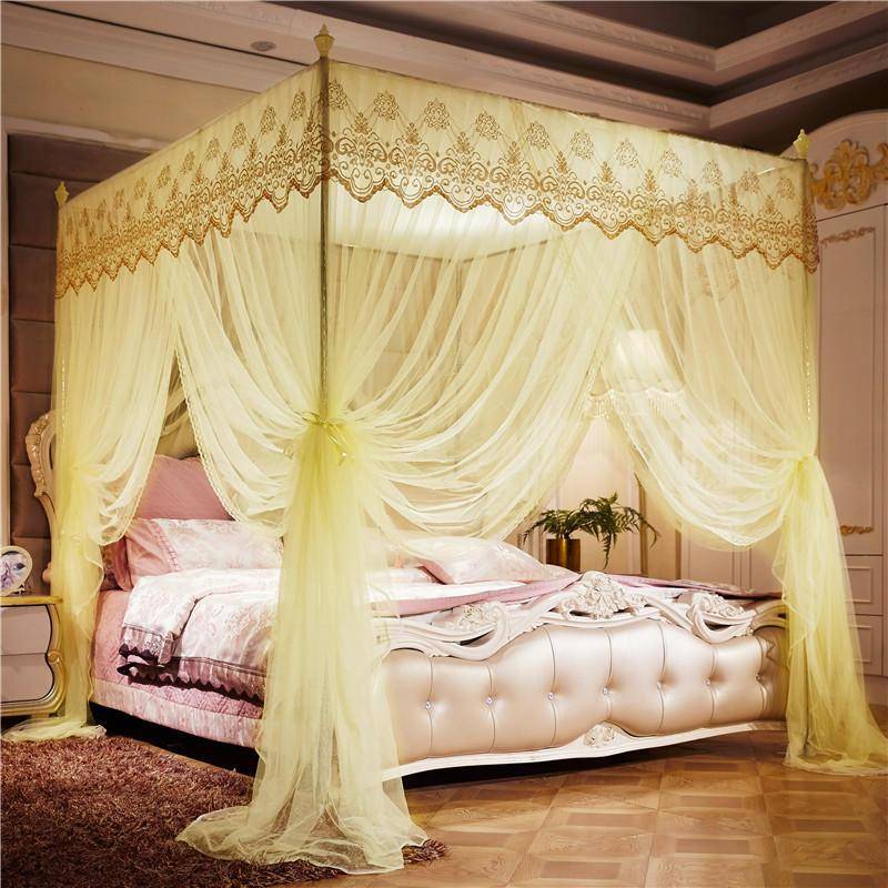 加厚加密蚊帐夏季宫廷式家用防尘加厚不锈钢支架落地蚊帐 - 图1