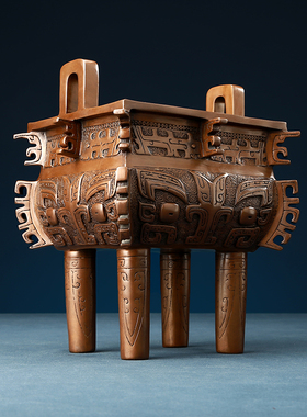 铜欣祥 铜工艺品摆件 紫铜禺方鼎家居装饰品客厅办公室开业摆设