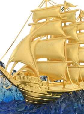 一帆风顺金箔帆船摆件开业乔迁礼品办公室新房电视柜玄关家居装饰