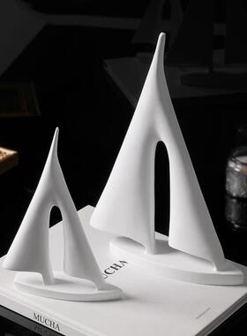 北欧现代简约帆船小摆件树脂工艺品创意客厅办公室桌面家居装饰品