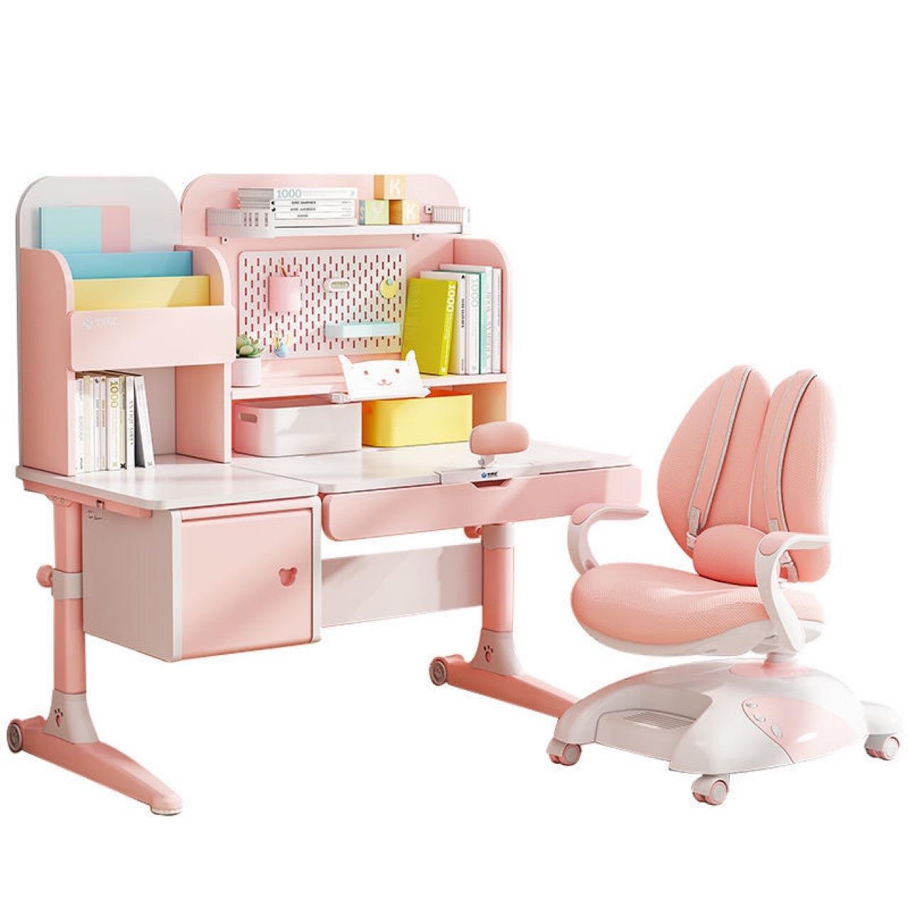 Children's desk solid wood study table for primary and secondary school students to sit upright and can be raised and lowered, writing desk and chair set to increase height