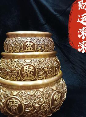 黄铜聚宝盆摆件金钱聚宝盆铜盆铜碗家居摆件店铺开业礼品