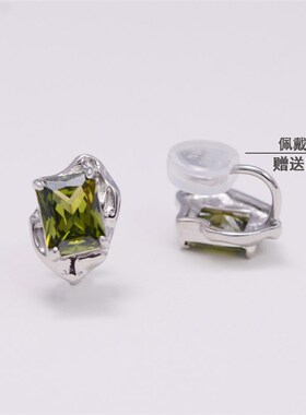 纯银橄榄绿色耳夹女无耳洞耳钉耳环轻奢高级感P大气小众蚊香盘新