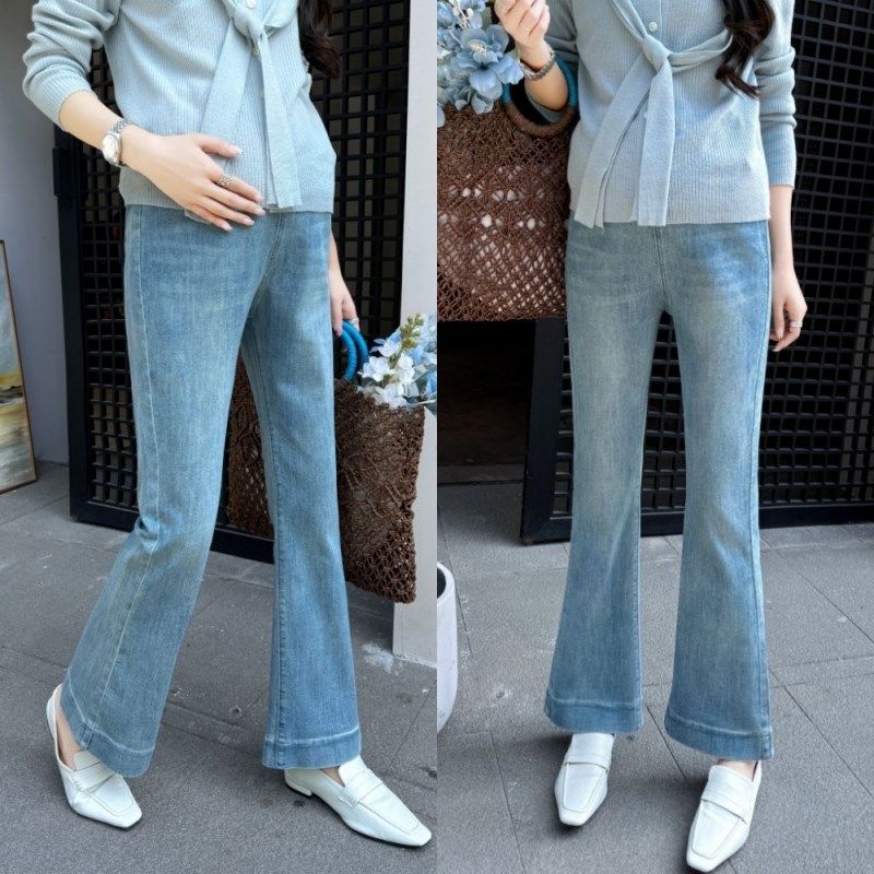 2025新款春秋季孕妇牛仔裤高弹力外穿百搭时尚无托腹布休闲喇叭裤,淘宝优惠券,粉丝福利购,淘宝优惠卷
