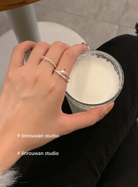 小众简约日常设计高级感珍珠叠戴细戒指时尚个性食指戒可调节指环