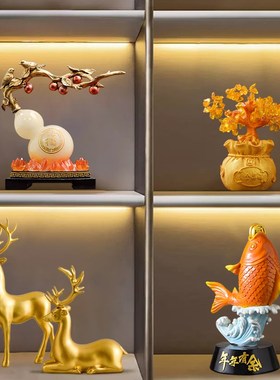 招财软装高级感小众酒柜装饰品摆件轻奢高档客厅电视餐边玻璃家居