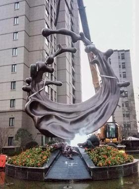 紫铜景观雕塑厂家浪花造型手工锻造园林主景观设计施工一体