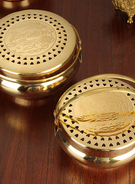 加厚铜火冲火盆结婚入宅乔迁铜炉子陪嫁嫁妆婚庆过火炉家用取暖炉