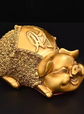 铜猪摆件纯铜财富对猪o生肖猪金猪吉祥福猪客厅酒柜门店桌面装饰