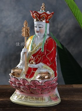 陶瓷地藏王菩萨娑婆三圣佛像摆件家居玄关禅意镇宅摆件
