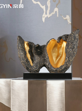 雕塑艺术品酒店大堂售楼部前台创意玻璃钢抽象装饰工艺品禅意摆件