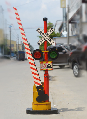 复古铁艺工业风红绿灯停车场模型装饰品摆件酒吧商场空间陈列装饰