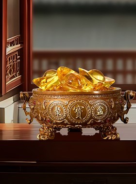 朱炳仁铜金蟾衔财聚宝盆摆件招财聚财神开业新家居乔迁礼品客厅