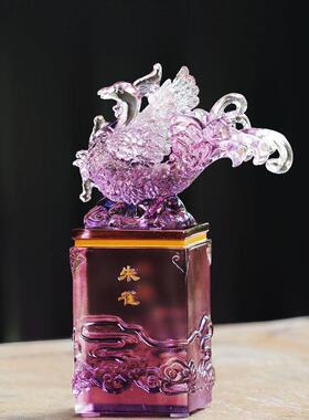 琉璃四神兽印章摆件朱雀玄武青龙白虎装饰用品开业商务风水四灵送